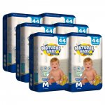6 pacotes Natural Baby Premium Mega Pacotão M 44 un.