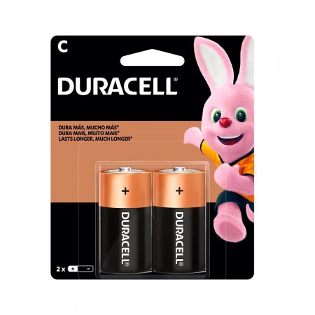 Pilha Alcalina C média Duracell 2 unidades