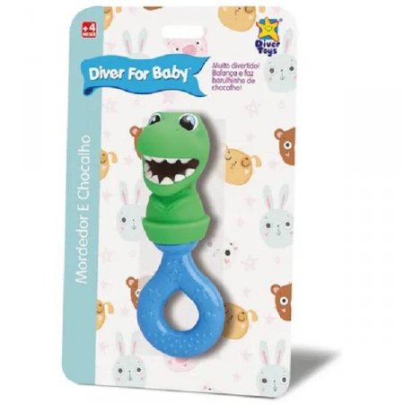 Mordedor Chocalho Dino Diver FOR BABY Divertoys 8173