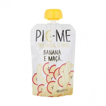 Purê banana e maçã, squeeze Pic-me 100g