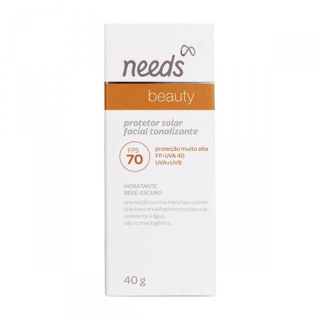 Protetor Solar Facial Needs Beauty Bege EScuro FPS70 com 40g