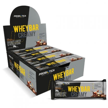Whey Bar Creamy 12 Unidades 456g Sabor Amendoim Probiotica