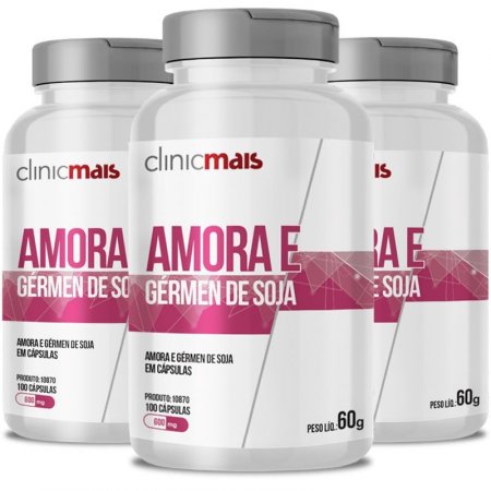 Kit 3 Amora e Gérmen de soja 600mg Chá Mais 100 Cápsulas