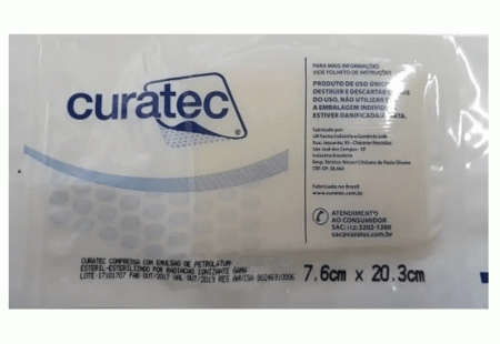 Curativo Compressa com Petrolatum 7,6 x 20,3cm Curatec 6un