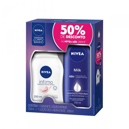 Kit Nivea Sabonete Líquido Intimo com 250ml + Loção Hidratante Milk com 200ml
