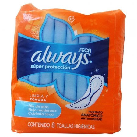 Absorvente Always Super Protecao Seca Sem Abas - 8 Unidades