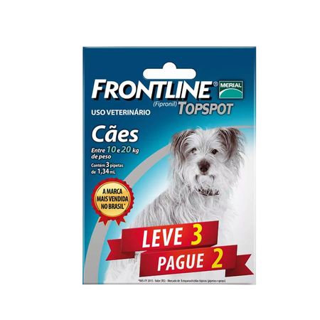 Combo Frontline Top Spot Cães 10 a 20kg Merial 3 pipetas
