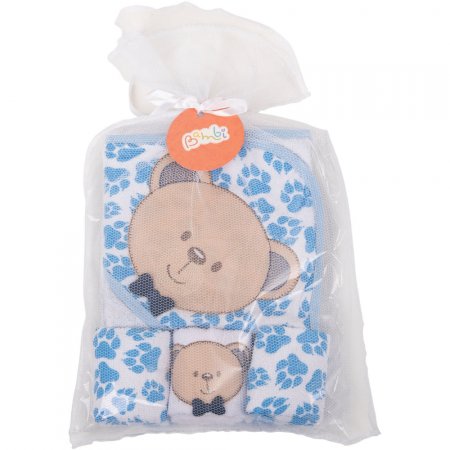 Kit Banho 4 Peças Bichinhos - Ursinho Azul