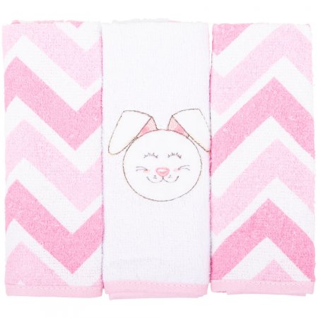 Toalha Boquinha Bichinhos 3 unidades Coelha Rosa