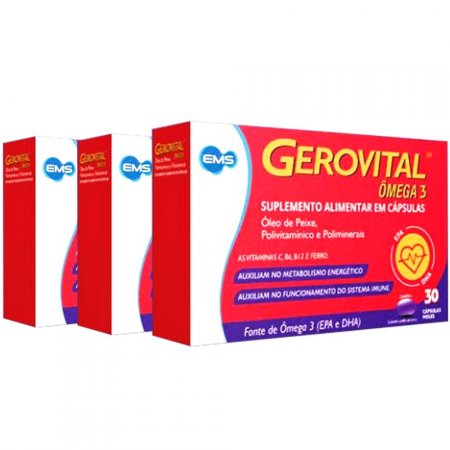 Kit 3 Ômega 3 Polivitamínico 30 Cápsulas Gerovital