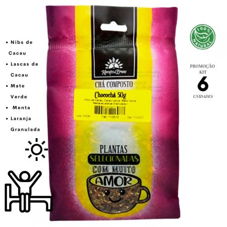 Chocochá Chá Energia da Laranja Chocolate Menta e Mate 300gr