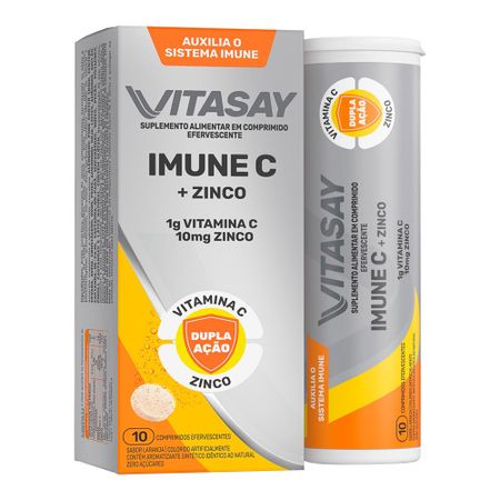Suplemento Alimentar Vitasay Imune C + Zinco 10 Comprimidos Efercentes