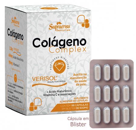 Colágeno Complex verisol+ acido hialurônico+vit c+  Supra ervas -96 caps blister - sem sabor