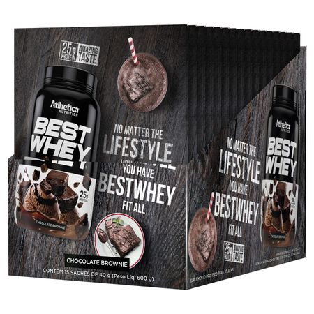 Best Whey Protein Brownie Chocolate Display 15 Sachês de 40g