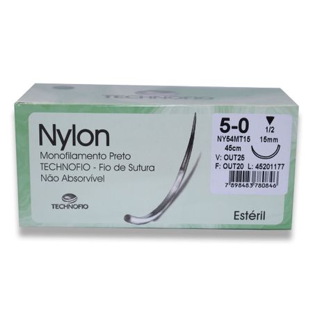Fio de Sutura Nylon - Technofio Fio de Sutura Nylon 5-0  1,5cm - Technofio