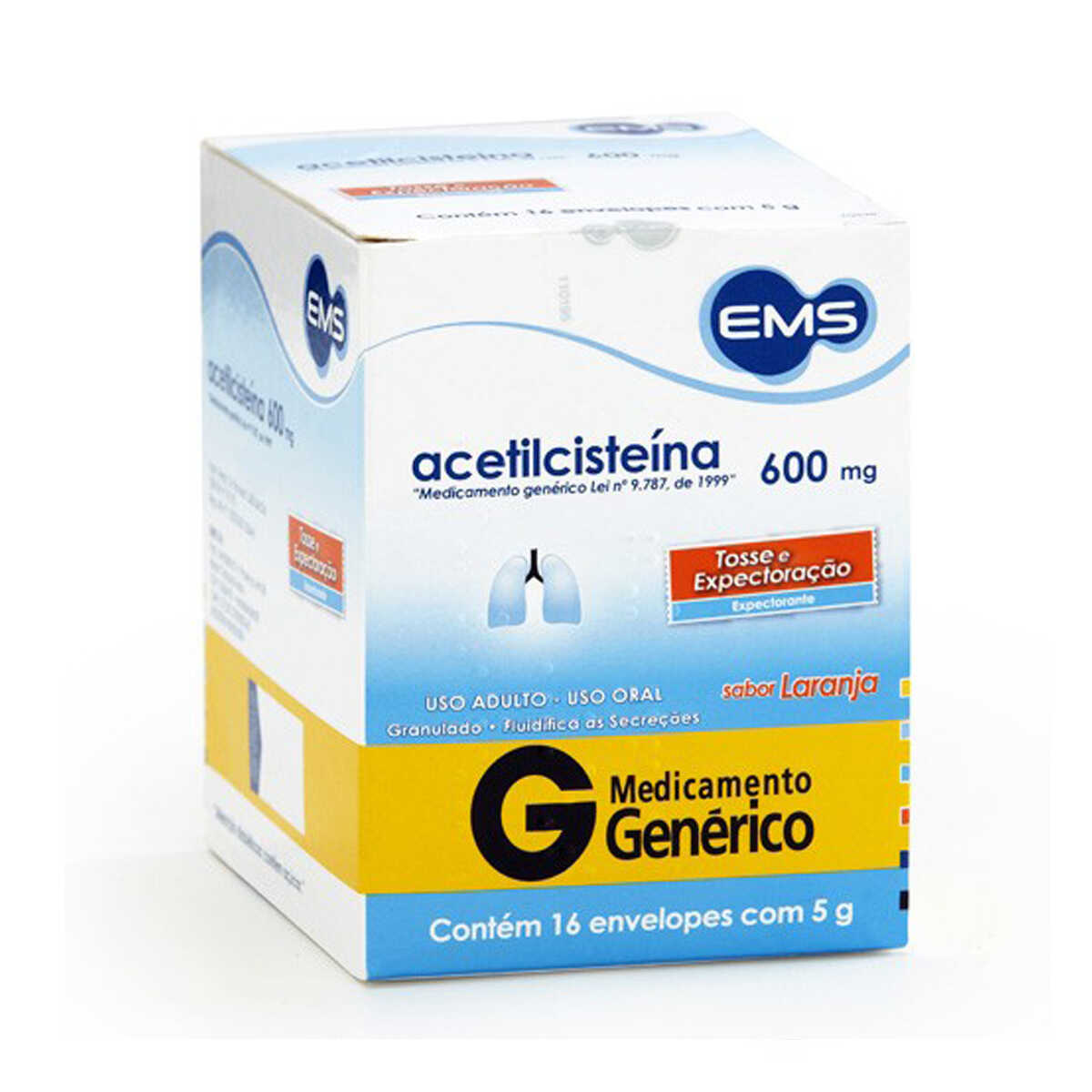 Acetilcisteína Granulado 600mg Genérico EMS 16g