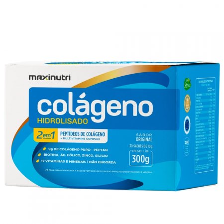 Colágeno Hidrolisado Maxinutri 2 em 1 Original 30 Sachês