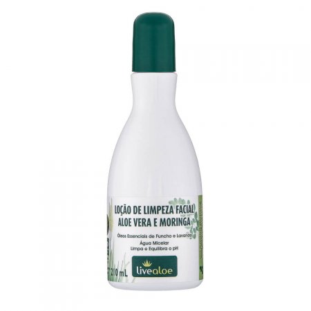 Loção de Limpeza Facial Liveale Natural Aloe Vera e Moringa 210ml