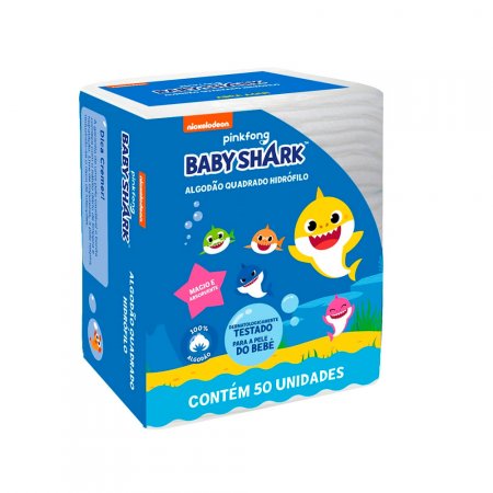 Algodão Cremer Baby Shark Quadrado 50un