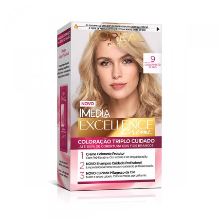 Tintura Permanente Imédia Excellence Creme 9 Louro Muito Claro