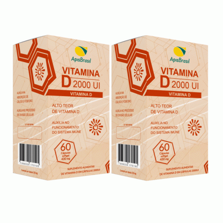 Vitamina D 2000UI - Kit 2 un. 120cps. - ApisBrasil