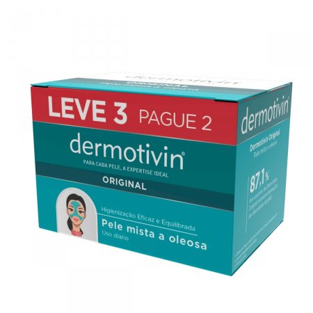 Kit Sabonete Facial em Barra Dermotivin Original com 3 unidades