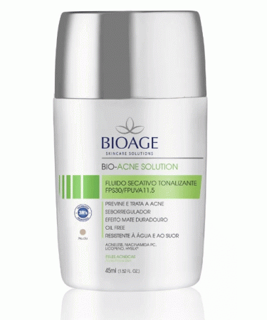 Fluido Secativo Tonalizante Bioage Bio Acne Solution FPS 30 45ml - 001 Bege Nude