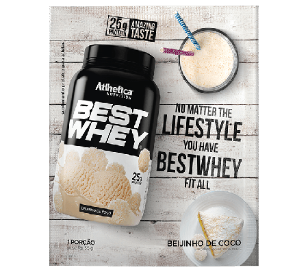 Suplemento Alimentar Best Whey Beijinho de Coco Atlhetica Nutrition com 1 sachês de 35g