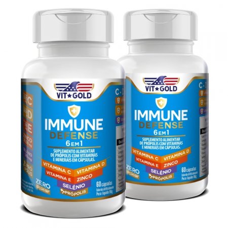 Multivitamínico Immune Defense e Própolis Vitgold KIt2x 60