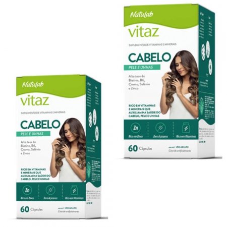 Vitaz Hair Cabelo e Unha 60 Cápsulas Natulab Kit com 2 Unidades