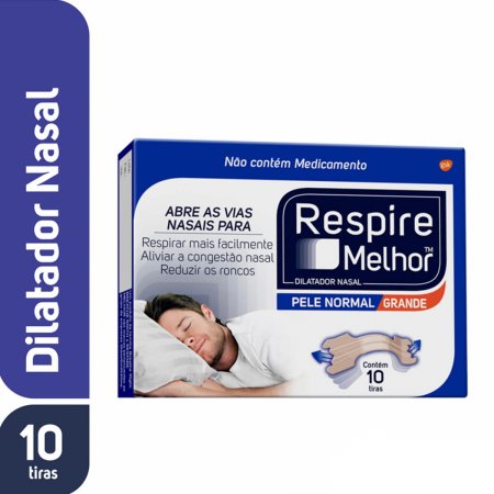 Dilatador Nasal Respire Melhor Grande Pele Normal com 10 unidades