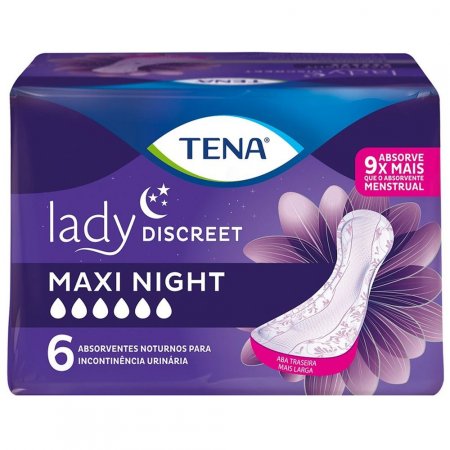 Absorvente Tena Lady Discreet Maxi Night S/ Abas 6 Unidades
