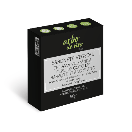 Sabonete Vegetal e Vegano de Óleo de Coco Babaçu, Lama Vulcânica e Ylang-Ylang   90g