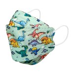 Máscara Infantil KN95 3D Dinossauro Verde Embalagem com 1 Unidade
