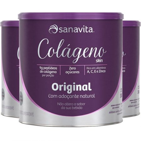 Kit 3 Colágeno hidrolisado em pó Sanavita original 300G