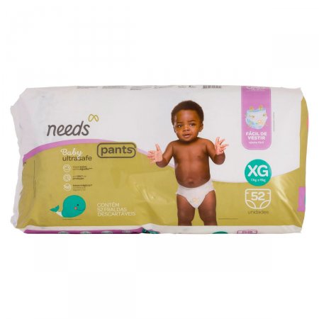 Fralda Descartável Needs Baby Ultrasafe Pants XG com 52 Unidades