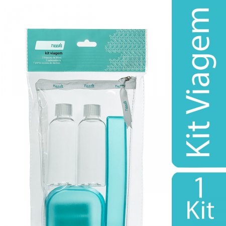 Kit de Viagem Needs com 1 Saboneteira + 2 Frascos de 80ml + 1 Porta Escova de Dentes