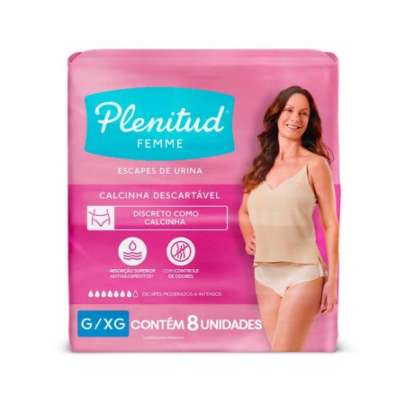 Roupa Íntima Descartável Plenitud Femme G/XG com 8 Unidades