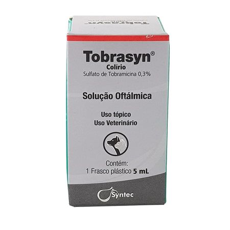 Tobrasyn Colírio 5ml Syntec Cães e Gatos Antibiótico Tobramicina