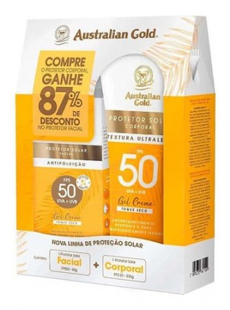 Kit Australian Gold Prot Solar Corpo 200gr Facial 50gr Fps50