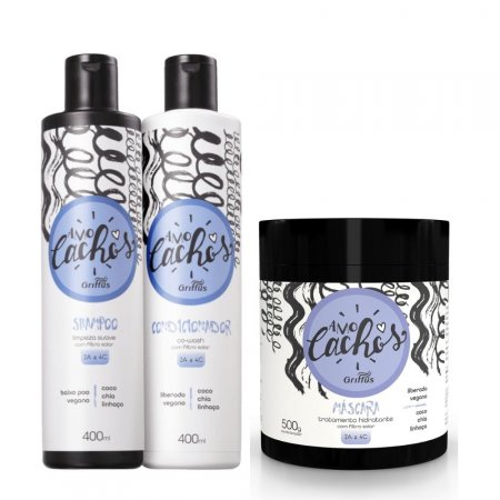 KIT AMO CACHOS SHAMPOO + CONDICIONADOR 400ML + MASCARA 500G