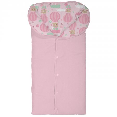 Porta Bebê Estampado de Malha Bambi - Balões Rosa