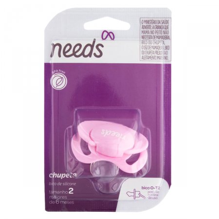 Chupeta Needs Silicone Rosa Claro Tamanho 2 com 1 unidade