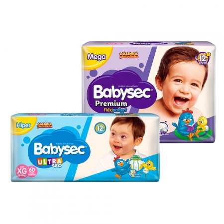 Kit 60 Fraldas Babysec Ultrasec Xg E 26 Babysec Premium Xg