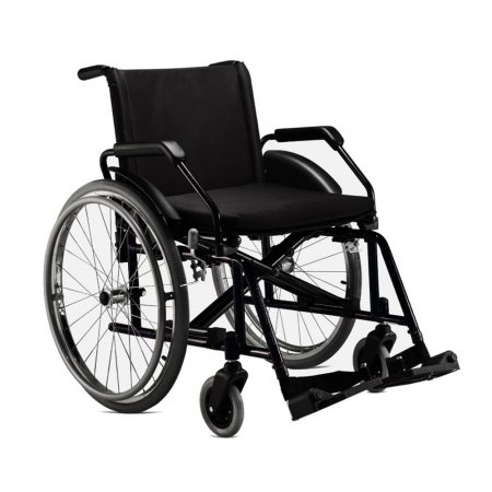 Cadeira de rodas em aço para obeso Poty preta 50cm - Baxmann Jaguaribe