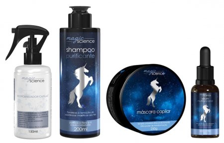 MAGIC SCIENCE KIT SHAMPOO PURIFICANTE E MASCARA E SERUM E REORGANIZADOR