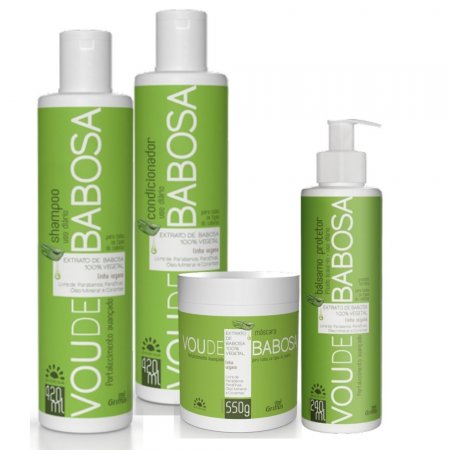 KIT VOU DE BABOSA SHAMPOO + CONDICIONADOR 420ML + LEAVEIN 240ML + MASCARA 550G