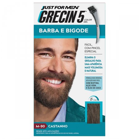 Tonalizante Grecin 5 Just For Men Color Gel Barba e Bigode M-90 Castanho com 1 unidade