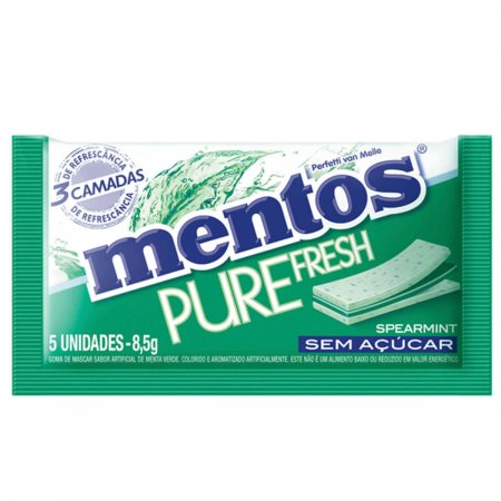 Mentos Pure Fresh Chiclete Sem Açúcar Sabor Spearmint com 5 unidades