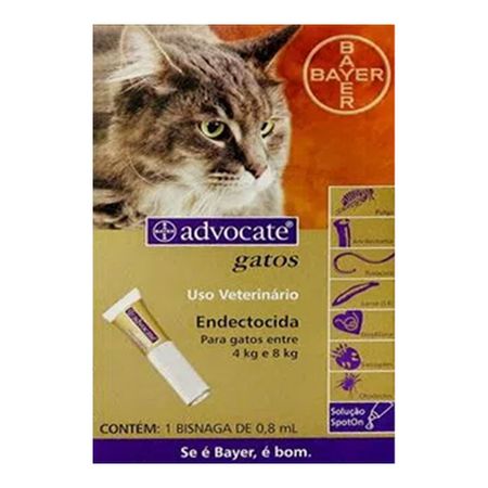 ADVOCATE GATOS -para gatos de 4kg até 8kg - pipeta com 0,8ml .